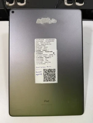 Apple iPad Air 3rd Gen MUUJ2LL/A 10.5" 64GB WI-FI SPACE GRAY 5/5 Battery Health - Image 1 of 2