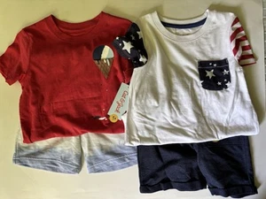 Set of 2 Boys Cat & Jack 4th of July Short Sets / Outfits - Size 5T - NWT - Picture 1 of 10