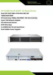 Server HP DL380 G9 CPU 2xE5-2630 V4 @2.4Ghz/RAM 32Go - Afbeelding 1 van 4