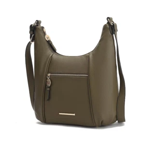 MKF Collection Lavinia Vegan Leather Shoulder Bag Olive Green Gold - Picture 1 of 3