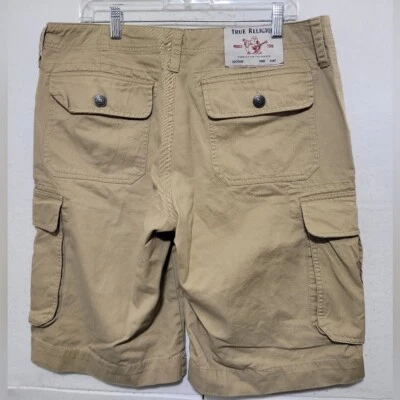 PANTALONES CORTOS CARGO TRUE RELIGION BOLSILLO SOLAPA HOMBRE TALLA 33 CINTURA ENTREPIERNA 12" CAQUI - Foto 1 de 4
