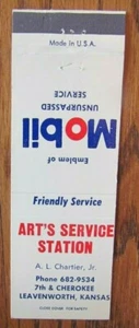 ART CHARTIER MOBIL GASOLINERA MATCHBOOK CUBIERTA: LEAVENWORTH, KANSAS -E15 - Imagen 1 de 2