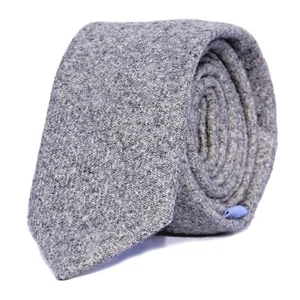 New Gentlemens Mens Country Plain Grey Slim Tie Wool (Wedding Event Party) - Picture 1 of 2
