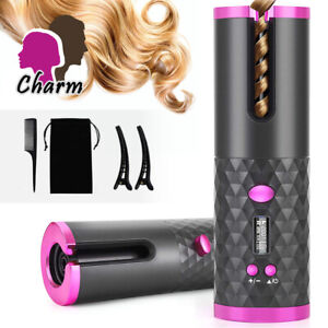 Hair Curler LCD Ceramic Cordless Auto Rotating Waver Curling Iron Wireless 