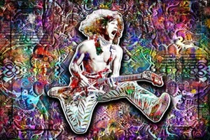 Van Halen Poster,  Eddie Van Halen Guitar God  Pop Art Fine Art Free Ship US - Picture 1 of 3