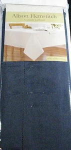 Alison Hemstitch Cutwork Tablecloths Navy Assorted Sizes 100% Polyester - Picture 1 of 2
