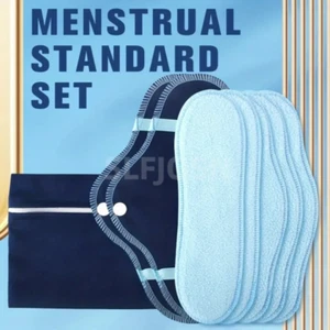 8Pcs Reusable Menstrual Pad Kit Washable Soft Cloth Sanitary Napkins Storage Bag - Picture 1 of 9