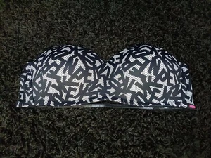Victoria's Secret PINK Padded BANDEAU LARGE New! Logo Black/White - Picture 1 of 4