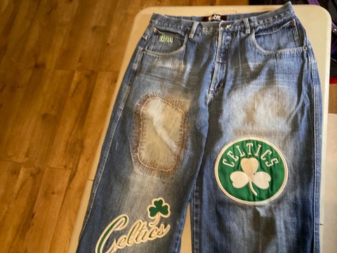 NBA Unk Boston Celtics Denim Jeans Basketball Embroidered 34  Nice M5 Cover