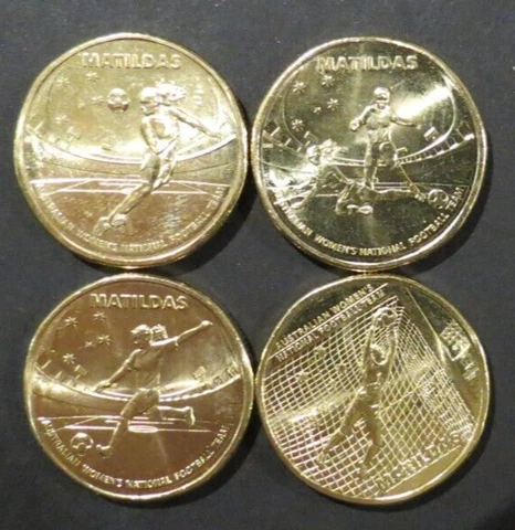 SET X 4 SOCCER MATILDAS FIFA WORLD 2023 $1 UNC. AUSTRALIA COIN NATIONAL FOOTBALL Cover