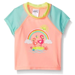 Swim Time Girls' Colorblock UPF 50+ Short Sleeve Rashguard 3-6 months - Picture 1 of 1
