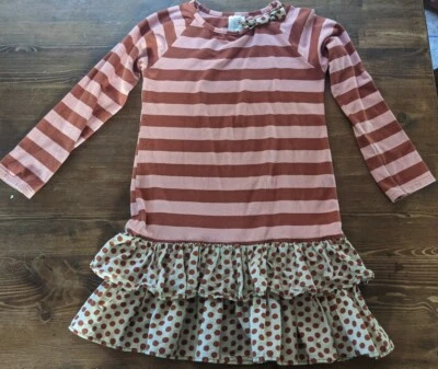 PERSNICKETY Vestido de lunares a rayas de manga larga para niñas talla 10 Foto 1 de 4