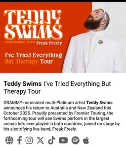 Teddy Swims Melbourne GA Floor Ticket 23rd October - Picture 1 of 3