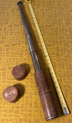 Антикварный 32-дюймовый латунный и кожаный телескоп KMF PAETZ & FLOHR Берлин Германия 380 VGUC - Изображение 1 из 4