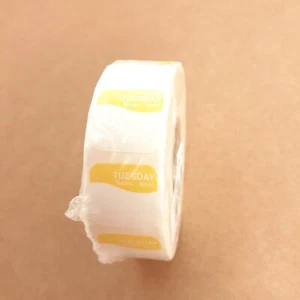 DayMark Dissolvable Tuesday Day Dot Food Prep Labels Stickers .75" Square 1000ct - Picture 1 of 3