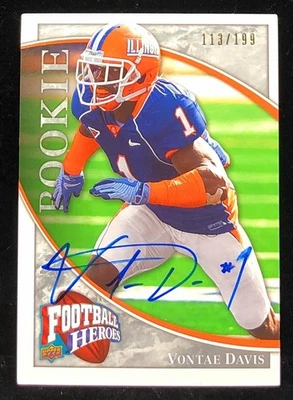 2009 Upper Deck Football Heroes Silver /199 Vontae Davis #172 Rookie Auto RC - Image 1 of 2