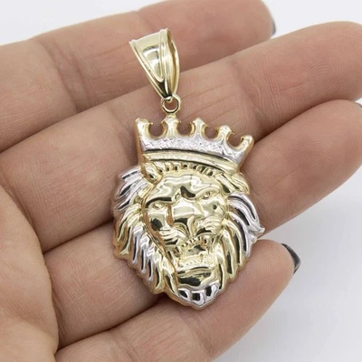 Colgante León Rugiente 2" Oro Amarillo Blanco 10K Foto 1 de 4