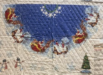 Daisy Kingdom ‘Twas the Night Tree Skirt 58” Fabric Panels, Machine Quilted RARE - Image 1 of 4