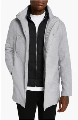 River Island Grey Funnel Coat Size L RRP £90 - Image 1 of 4
