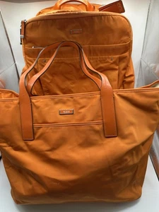TUMI Wheeled Duffle Bag ORANGE Rolling Carryon Weekend 22” w/ Matching Tote - Picture 1 of 24