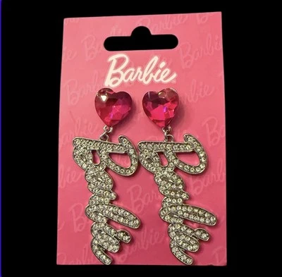 Pendientes colgantes de corazón Barbie™ nuevos con etiquetas Foto 1 de 3