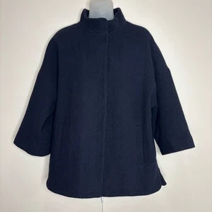 J. Abrigo con capa de lana azul marino Crew chaqueta de gran tamaño para mujer pequeño clásico invierno - Imagen 1 de 6