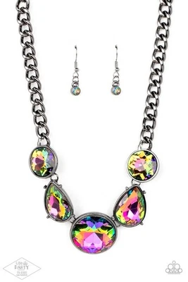 Paparazzi ​All The Worlds My Stage - Multi - Oil Spill Rhinestones - Necklace & - Image 1 of 3
