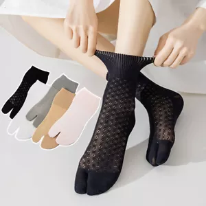 5 Pairs Womens Fishnet Ankle Socks Lace Hollow Mesh Two Finger Toe Short Socks• - Picture 1 of 29