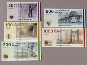 Denmark Set P-65 thru P-69 50 thru 1,000 Kroner 2012 - 2016 See Below - Picture 1 of 2