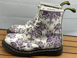 Vintage seltene Dr. Martens Stiefel Blumen Leder AirWair hüpfende 8 Ösen Größe US 8L - Bild 1 von 12