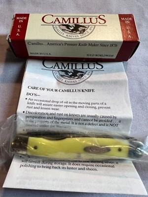 Navaja de Bolsillo Camillus Yellow Jacket 714 EE. UU. 2 Hojas Nueva con Caja y Papeles Foto 1 de 4