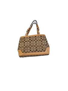 Coach Signature Canvas Tote Bag Purse Tan Brown LO4M-6830 - Picture 1 of 11
