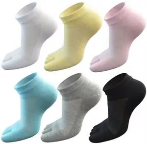 5Pack 100% Cotton Low Cut Five Finger Toe Ankle Sport Breathe Women Socks Summer - Picture 1 of 14