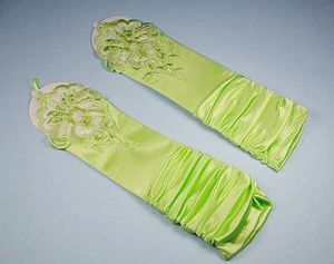 FINGERLESS STRETCH SATIN & LACE WEDDING BRIDAL PROM DANCE GLOVES - Picture 1 of 16