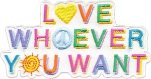 Patch - Love Whoever You Want Heart Peace Sign Sun Multicolor Iron On #3583 - Picture 1 of 1