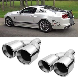 For Dodge Challenger RT 2.5" in 3.5" out Dual Quad Exhaust Tips Double Wall - Picture 1 of 13