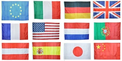 LOTTO 12 BANDIERE NAZIONI PRINCIPALI PIU' IMPORTANTI DEL MONDO CM 90x150 HIGH Q. - Immagine 1 di 3
