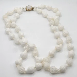 Vintage Western Germany Necklace Beaded White Acrylic 18" - Picture 1 of 9