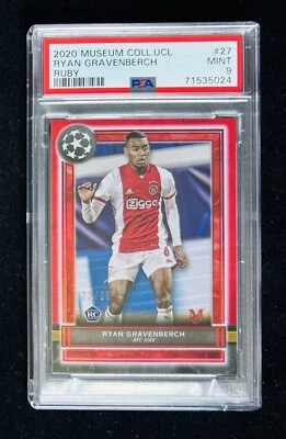 2020-21 Topps Museum UEFA Ryan Gravenberch Ruby Rookie Card #/25 PSA 9 - Image 1 of 2