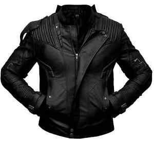 Men's Short Collar Leather Jacket Guardians Of The Galaxy 2 Black Leather Jacket