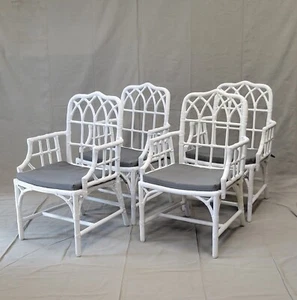 Vintage Painted McGuire Bamboo Armchairs - Set of 4 - Picture 1 of 12
