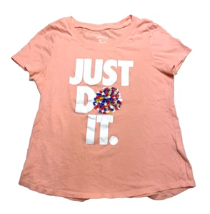 NIKE ~ Just Do It Girls' Short Sleeve T-shirt; 100% Cotton; Peach; Girls' XL - Picture 1 of 7