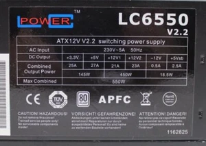 LC Power LC6550 V2.2 550W ATX Netzteil 550 Watt   #156764 - Afbeelding 1 van 2