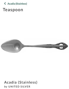 United Silver Co Stainless Japan Acadia - ONE Teaspoon 6.25” - Picture 1 of 6
