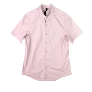 Lululemon Shirt Mens Large Button Up Short Sleeve Athletic Live In Practice Pink - Picture 1 of 10