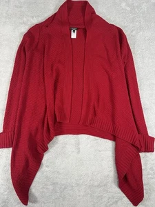 Suéter Cárdigan Talbots Mujer M Rojo Manga Larga Frente Abierto Cascada Cascada - Imagen 1 de 7