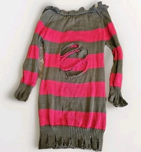 Vestido Suéter Pesadilla en Elm Street Freddy Krueger Vientre Expuesto - Imagen 1 de 5