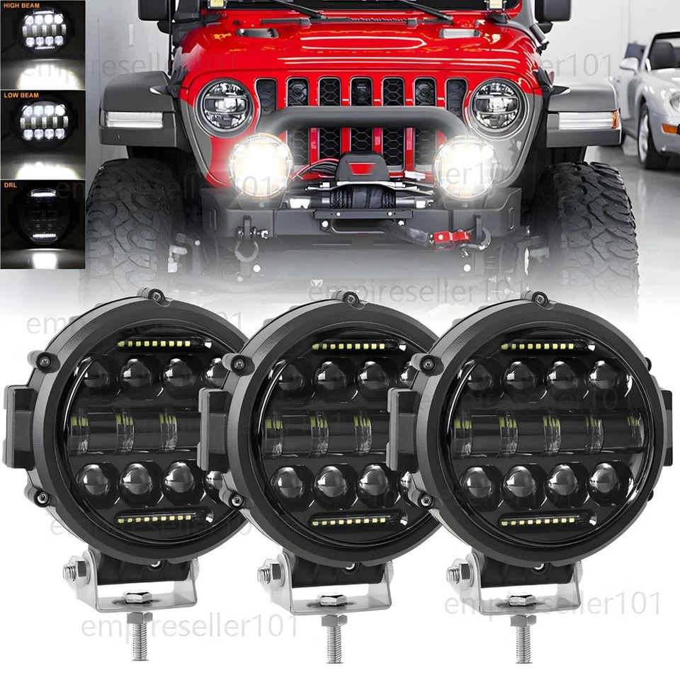 10x 7 Inch Round LED Work Light Pods Fog Spot DRL Offroad Bumper Bar 4WD ATV SUV - Image 1 of 4