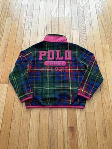 Polo Ralph Lauren Fleece Jacket Full Zip Girl M 8-10 Embroidered Pony Zip Pocket - Picture 1 of 9