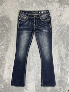 Miss Me Jeans Womens 29* Blue Standard Boot Bling Thick Stitch Style ME8865BX - Imagen 1 de 13